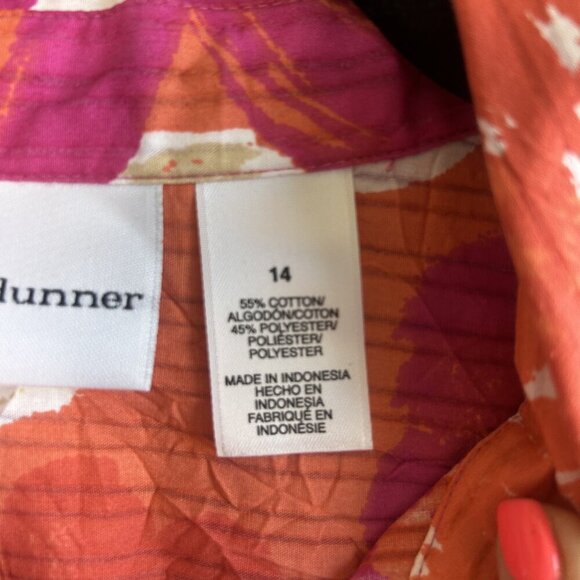 Alfred Dunner Colorful Tropical Beachy Floral Button Front Shirt Size 14 - Picture 2 of 8